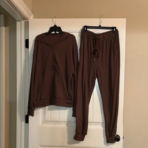 Brown Hoodie and Jogger Set